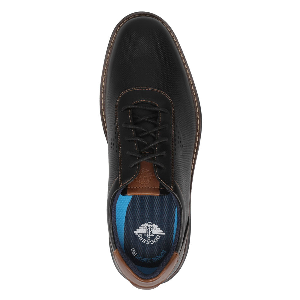 Black/ Dark Brown-Dockers Mens Marlon Nubuck Business Casual Lace-Up Oxford