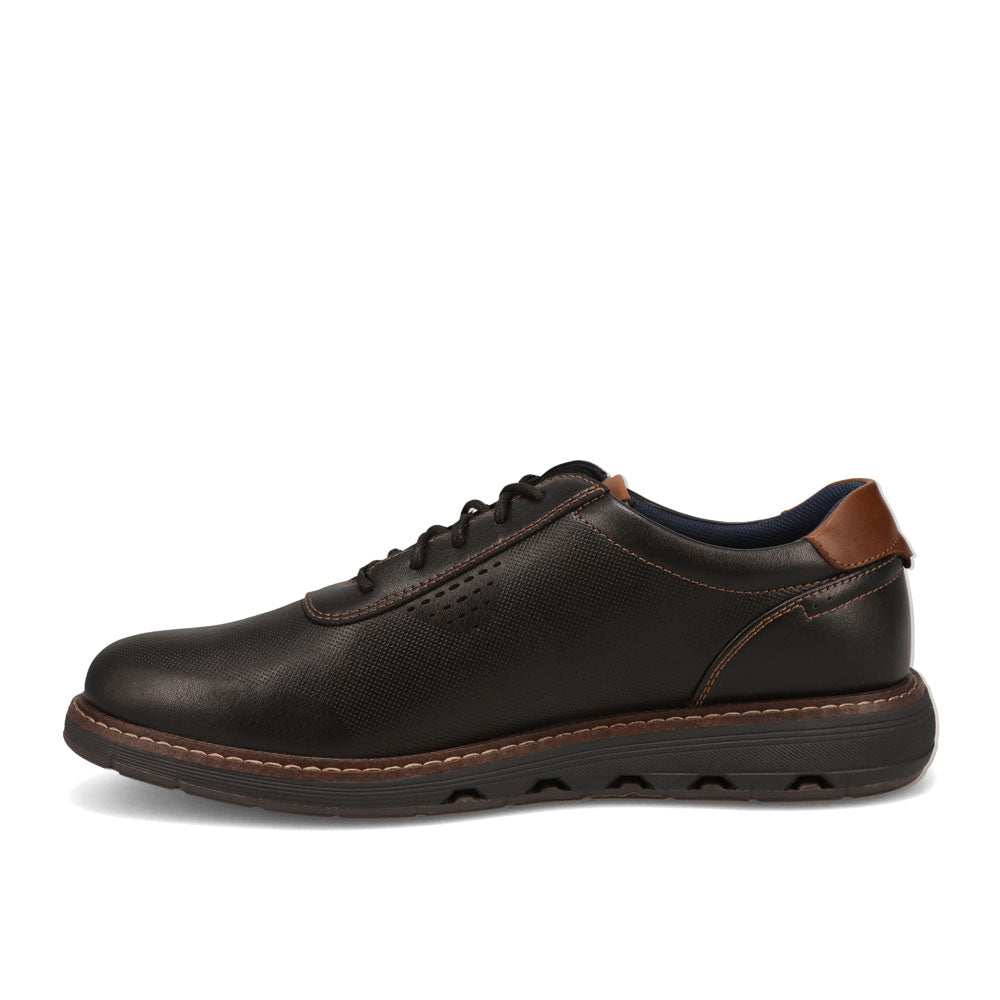 Black/ Dark Brown-Dockers Mens Marlon Nubuck Business Casual Lace-Up Oxford