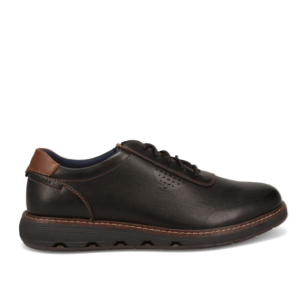 Black/ Dark Brown-Dockers Mens Marlon Nubuck Business Casual Lace-Up Oxford