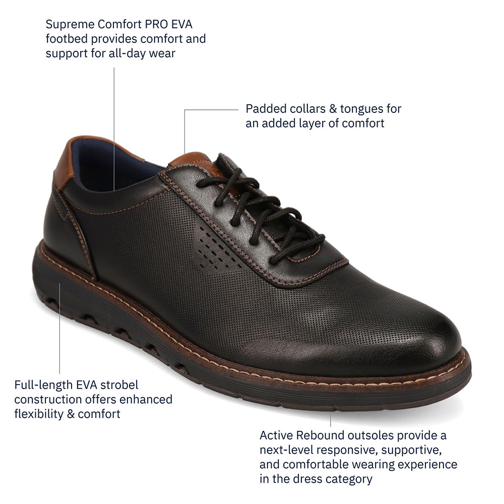 Black/ Dark Brown-Dockers Mens Marlon Nubuck Business Casual Lace-Up Oxford