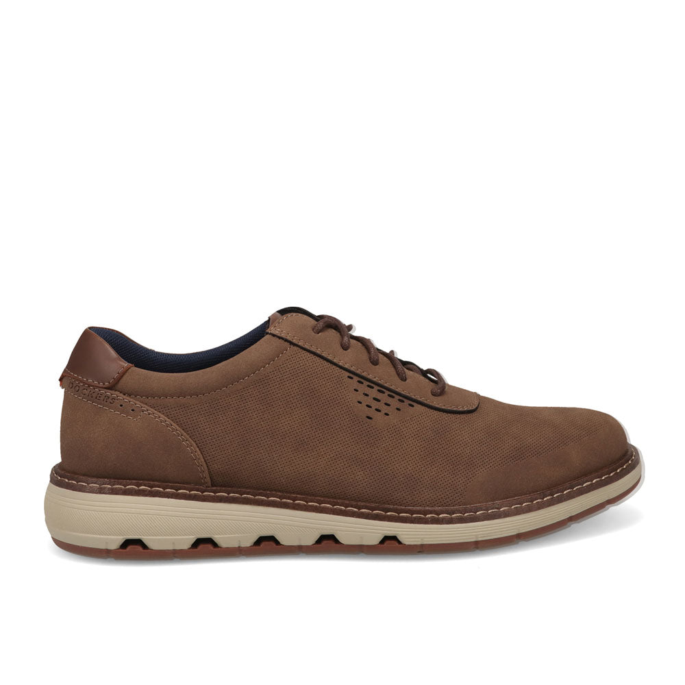 Dark Brown-Dockers Mens Marlon Nubuck Business Casual Lace-Up Oxford