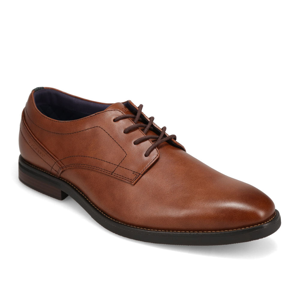 Cognac-Dockers Mens Benton Polished Dress Lace-Up Oxford