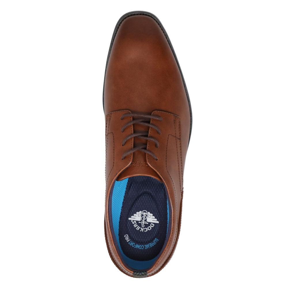 Cognac-Dockers Mens Benton Polished Dress Lace-Up Oxford