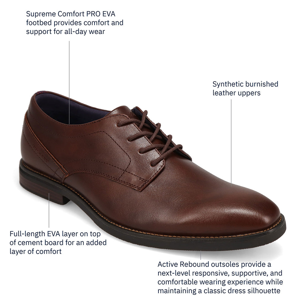 Chestnut-Dockers Mens Benton Polished Dress Lace-Up Oxford