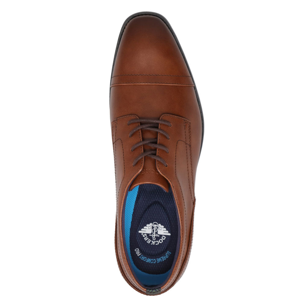 Cognac-Dockers Mens Boden Polished Cap Toe Dress Lace-Up Oxford