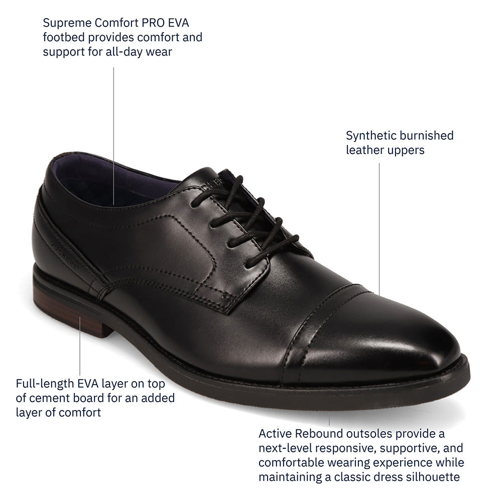 Black-Dockers Mens Boden Cap Toe Dress Lace-Up Oxford