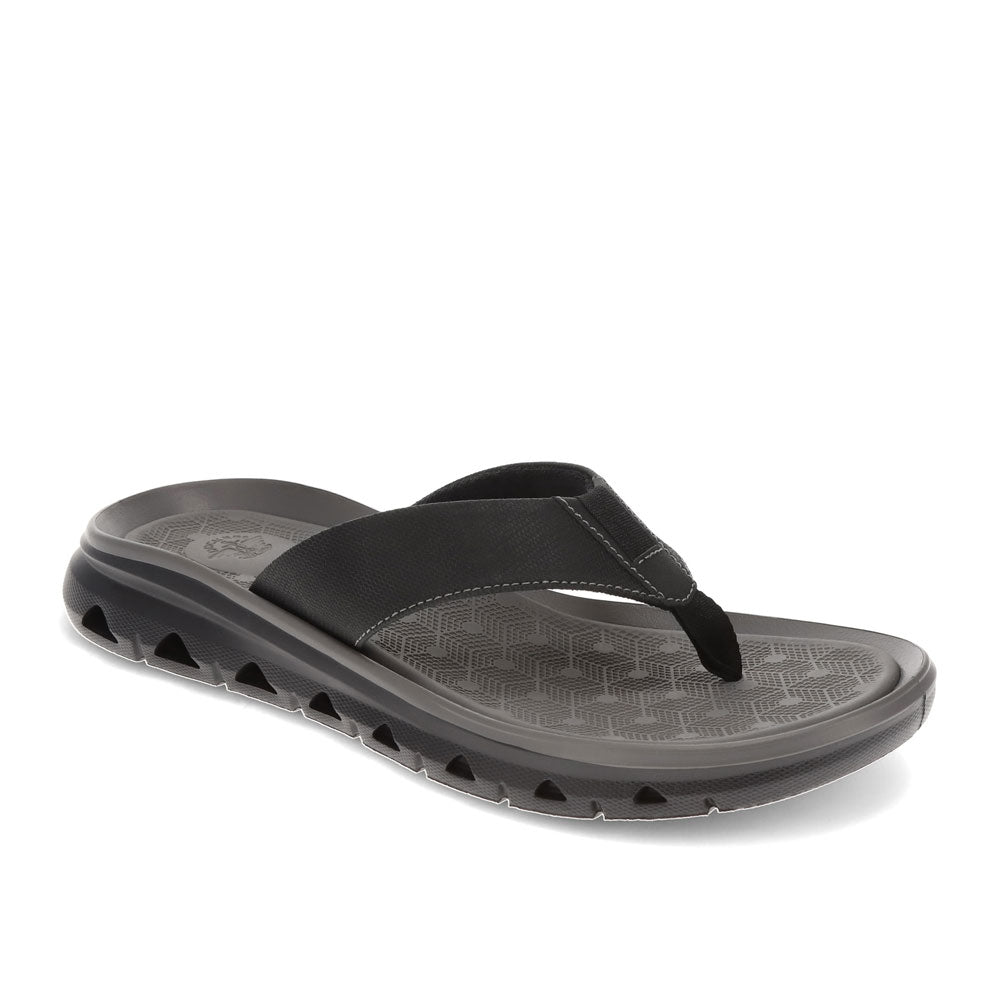 Black-Dockers Mens Luka Synthetic Leather Casual Flip Flop Sandal Shoe