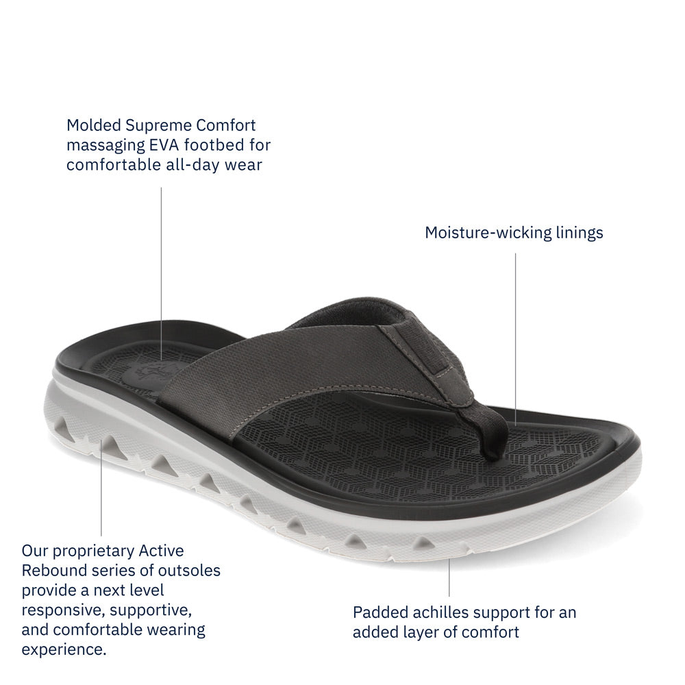 Charcoal-Dockers Mens Luka Synthetic Leather Casual Flip Flop Sandal Shoe