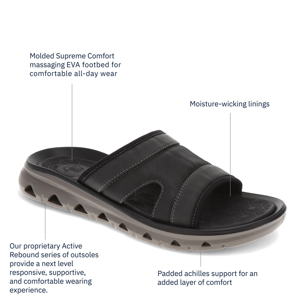 Black-Dockers Mens Luis Synthetic Leather Casual Slip On Sandal Shoe