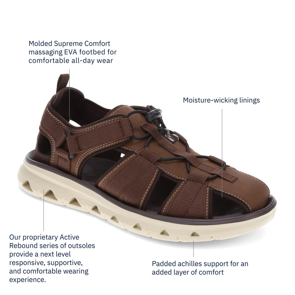 Dark Tan-Dockers Mens Lionel Synthetic Leather Casual Slip On Sandal Shoe