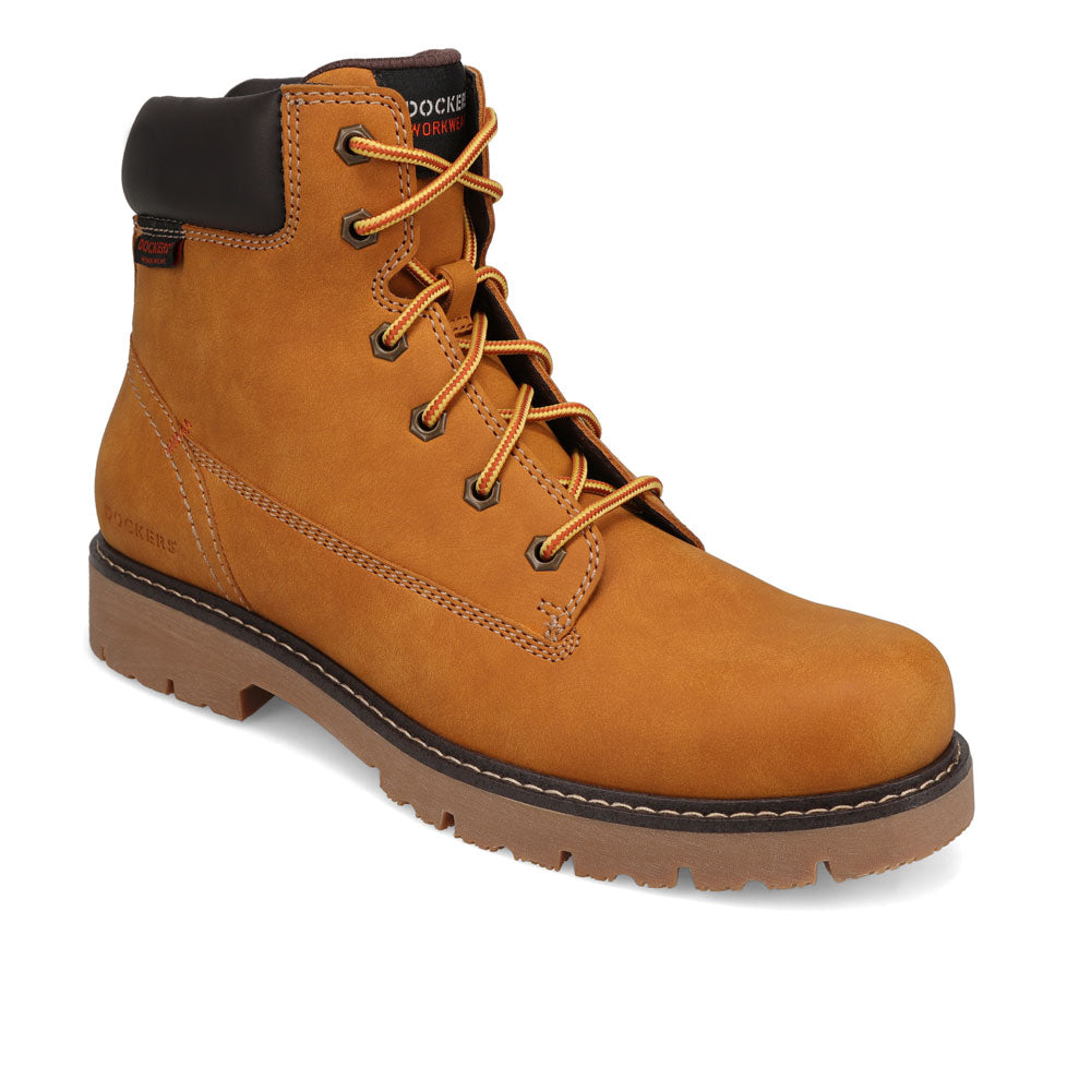 Wheat-Dockers Mens Flint Slip Resistant Lace Up Nubuck Boot
