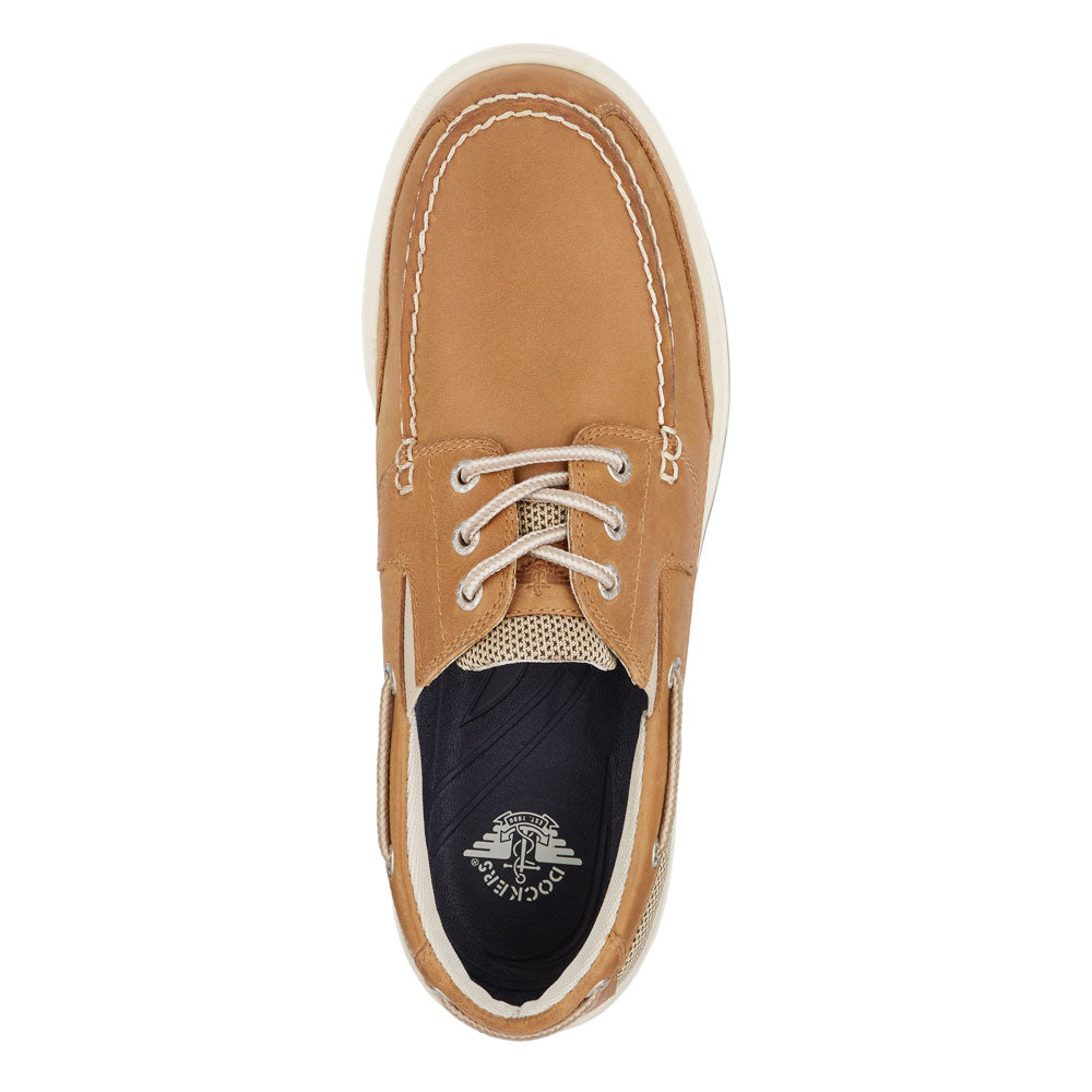 Tan-Dockers Mens Beacon Leather Casual Rubber Sole Sport Boat Shoe with NeverWet