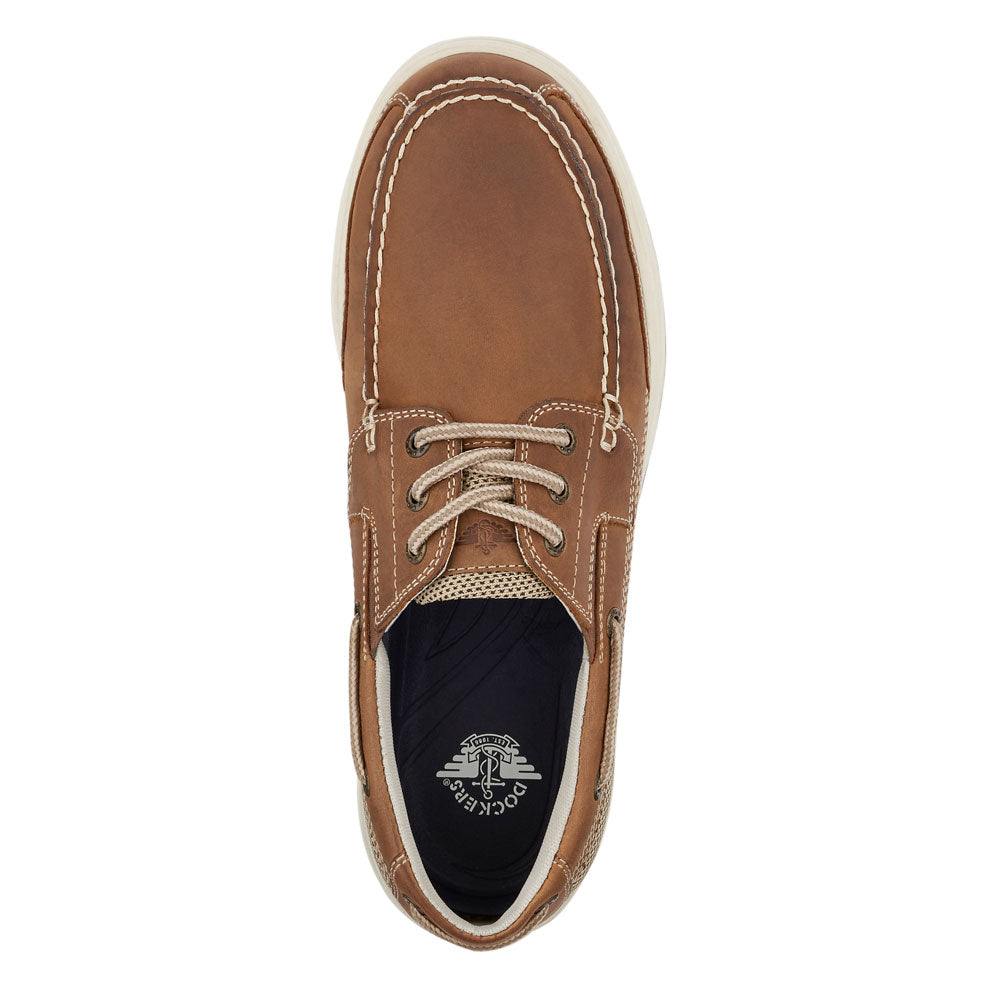 Dark Tan-Dockers Mens Beacon Genuine Leather Casual Classic Boat Shoe with NeverWet