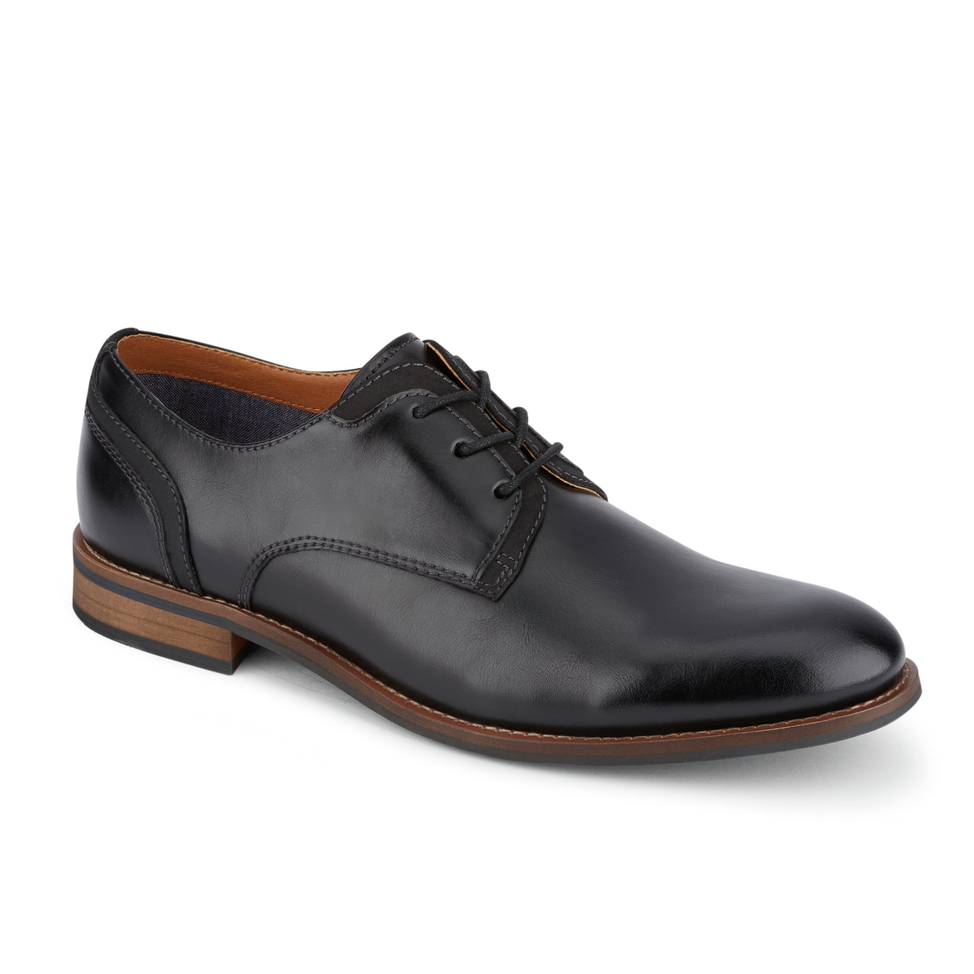 Black-Dockers Mens Bradford Dress Rubber Sole Plain Toe Lightweight Oxford Shoe