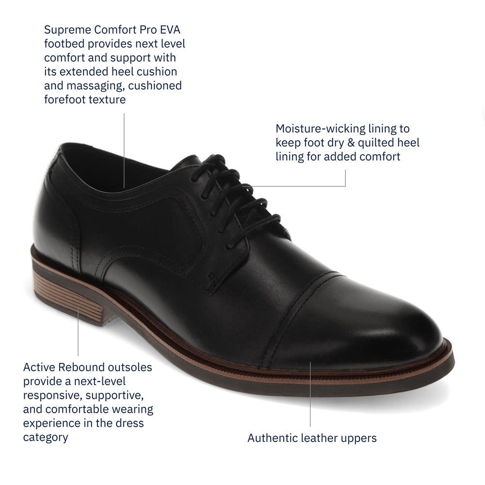 Black-Dockers Mens  Allen Genuine Leather Dress Captoe Oxford Shoe