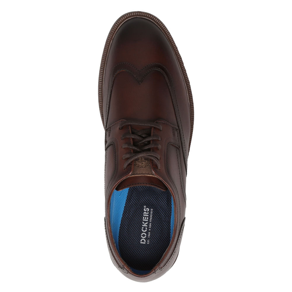 Mahogany-Dockers Mens Atkins Dressy Wingtip Oxford Shoe