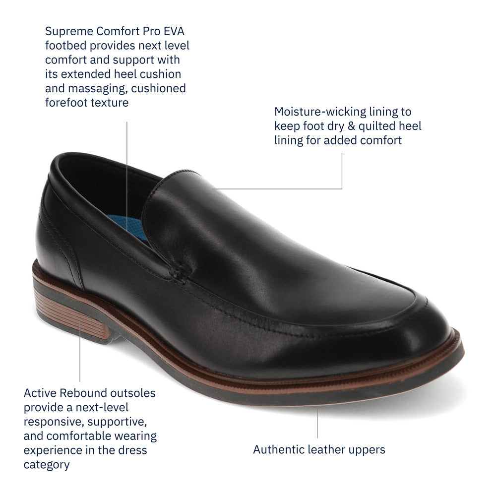 Black-Dockers Mens Ayers Genuine Leather Dress Slip-on Shoe