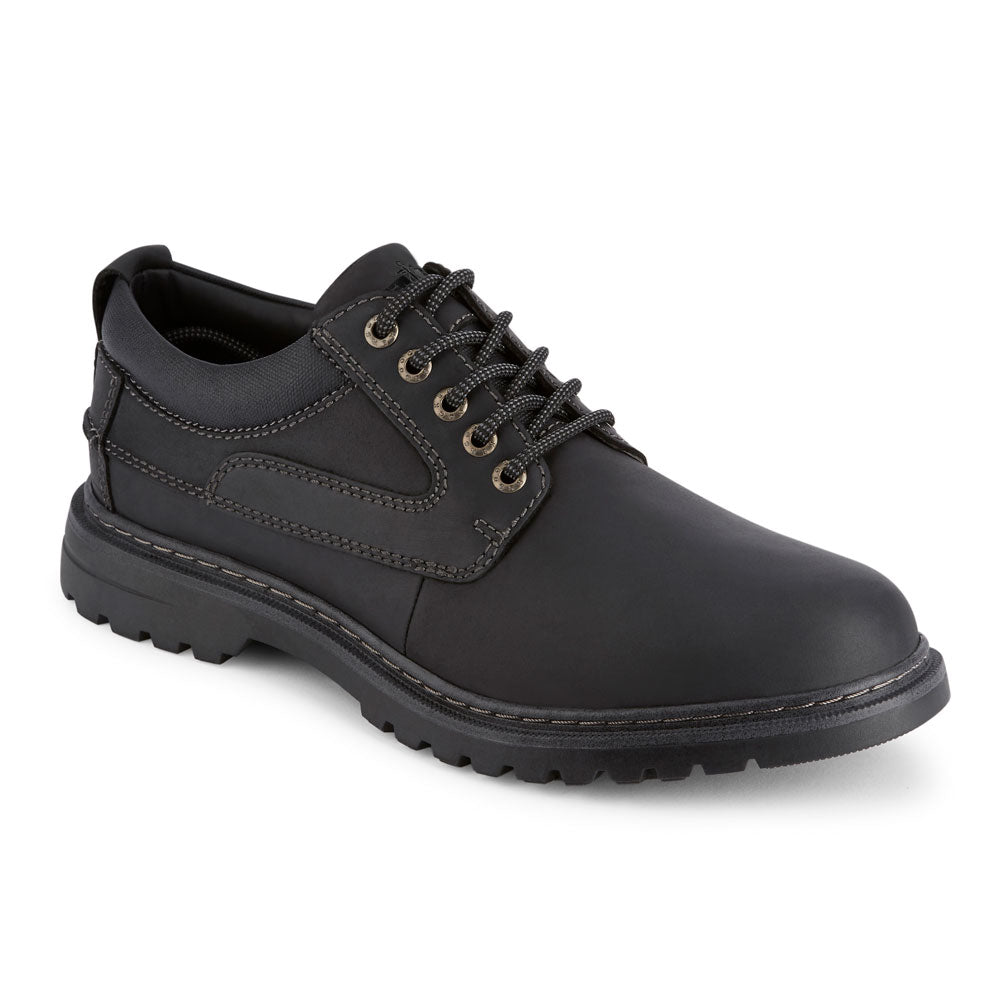 Black-Dockers Mens Warden Leather Rugged Casual Lace-up Oxford Shoe with NeverWet
