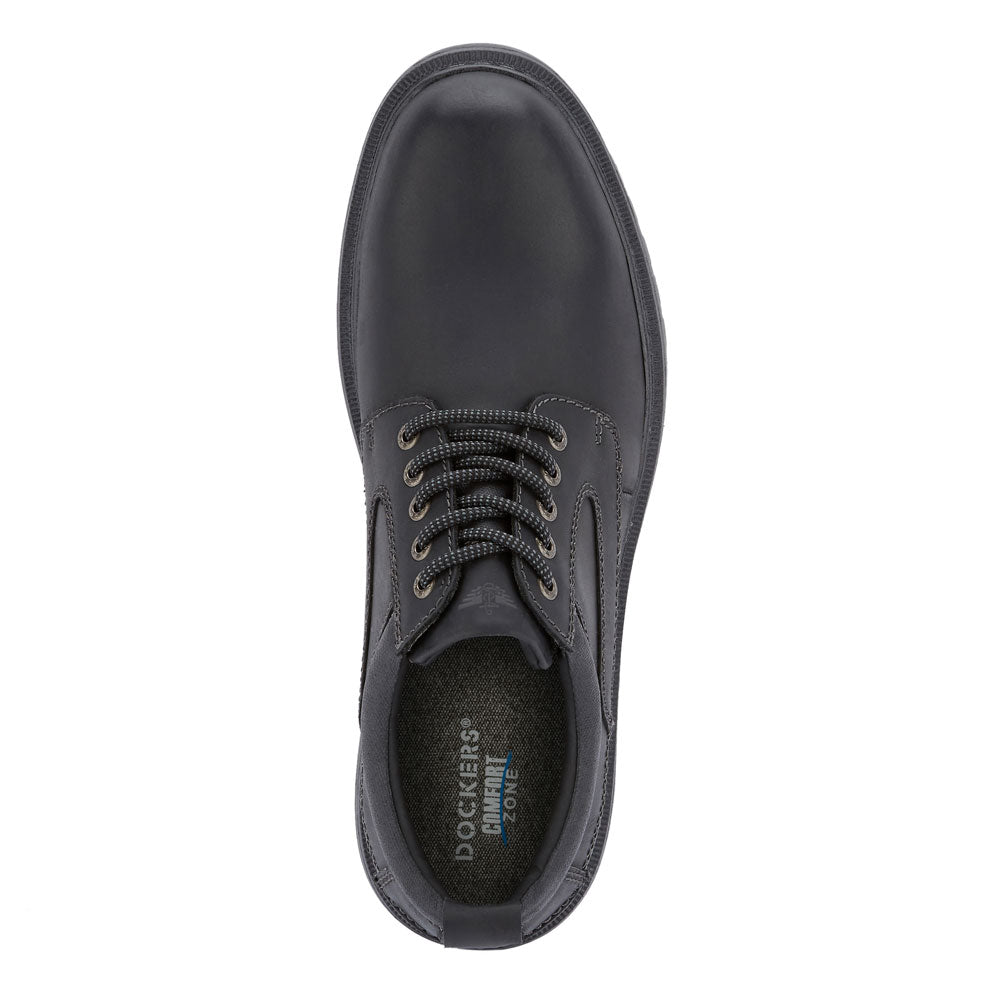 Black-Dockers Mens Warden Leather Rugged Casual Lace-up Oxford Shoe with NeverWet