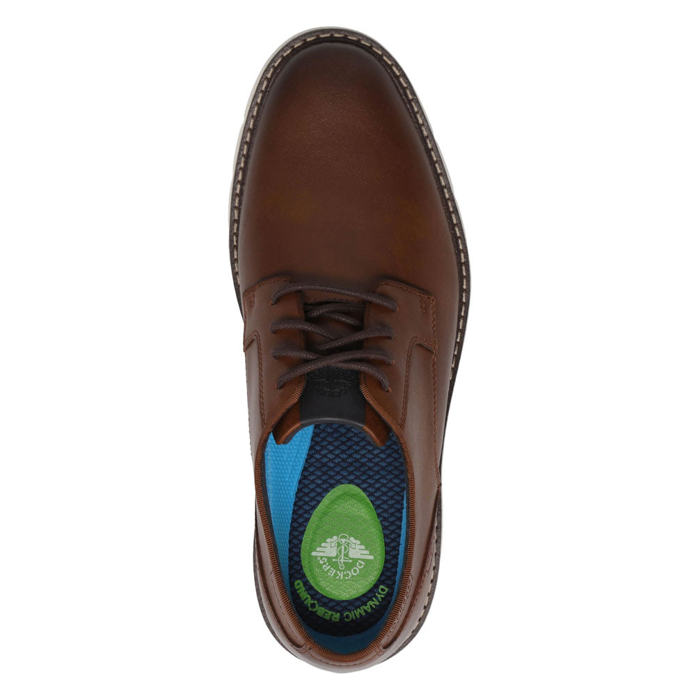 Cognac-Dockers Mens Emil Polished Lace-Up Casual Oxford