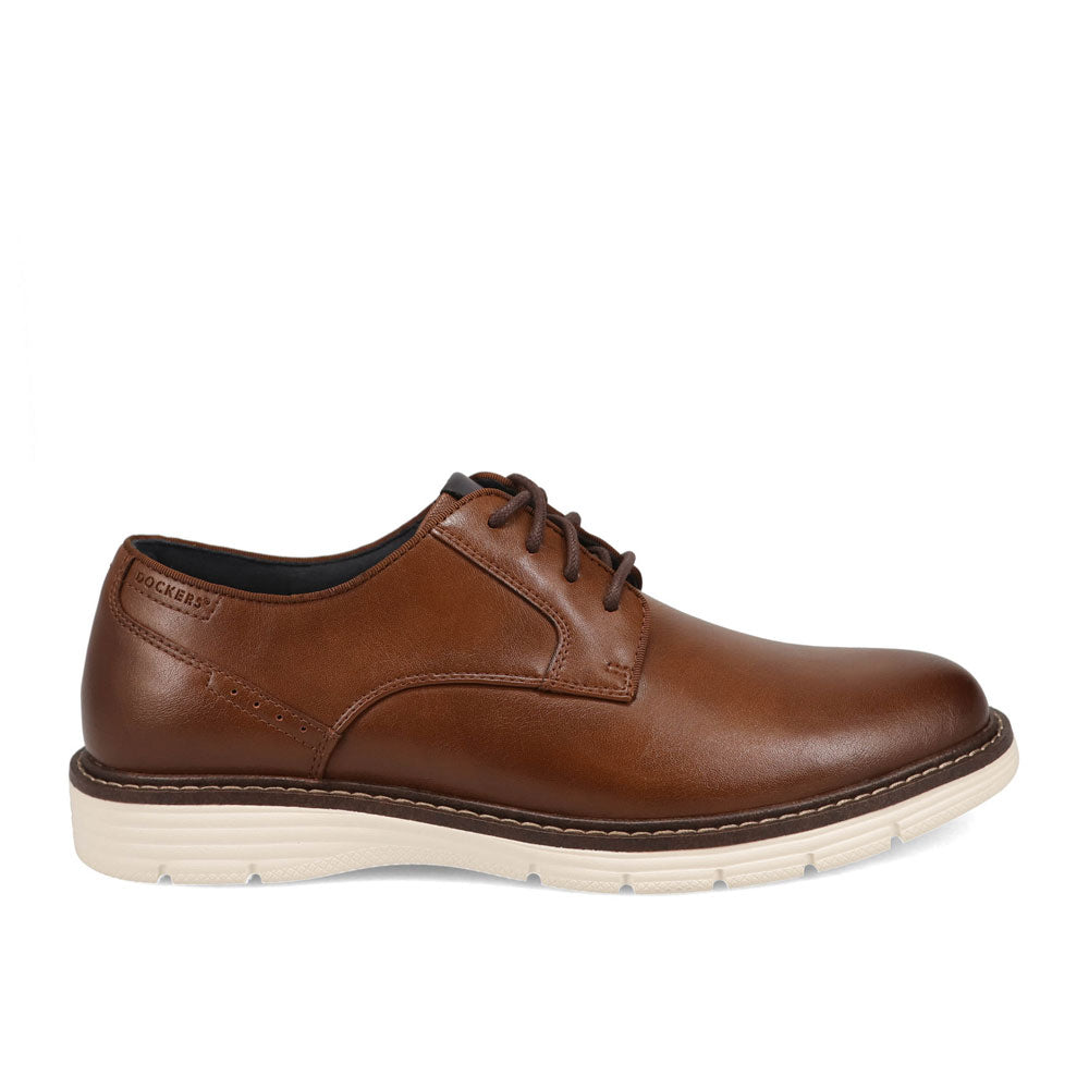 Cognac-Dockers Mens Emil Polished Lace-Up Casual Oxford