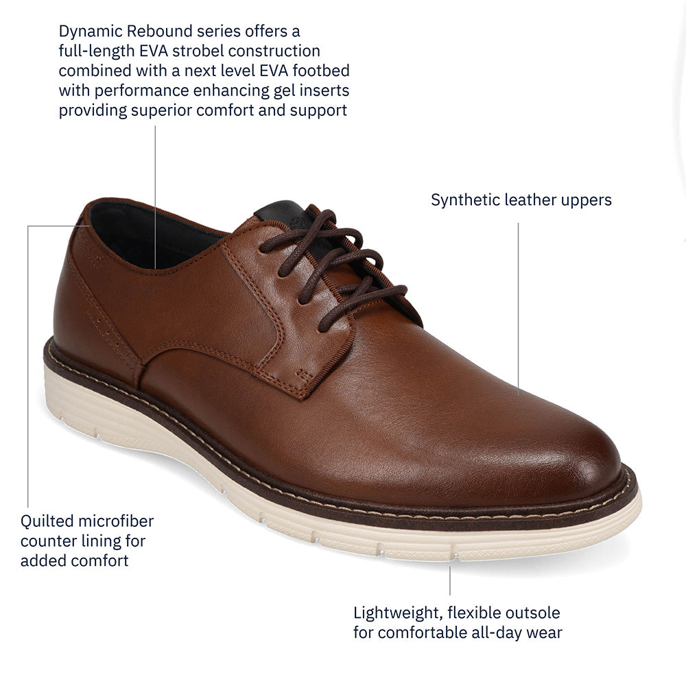 Cognac-Dockers Mens Emil Polished Lace-Up Casual Oxford