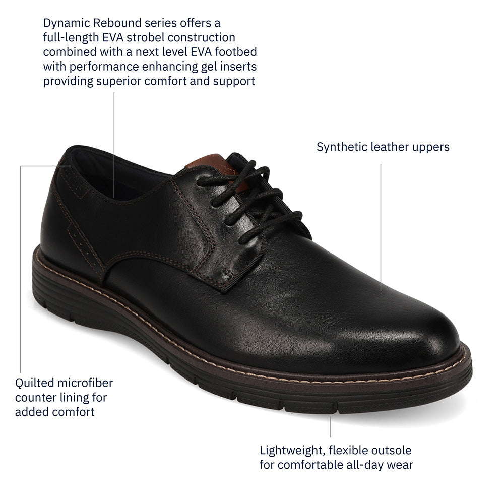 Black-Dockers Mens Emil Polished Lace-Up Casual Oxford