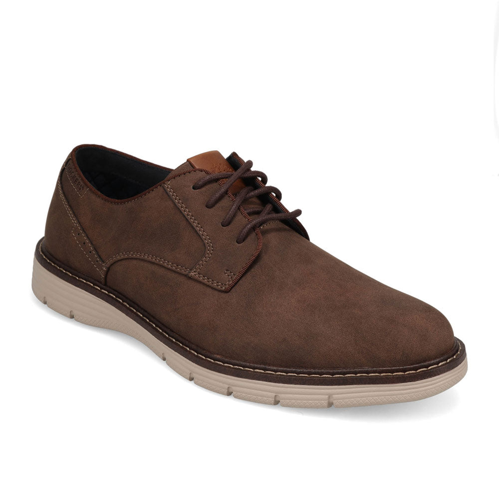 Dark Brown/Taupe-Dockers Mens Emil Nubuck Casual Lace-Up Oxford