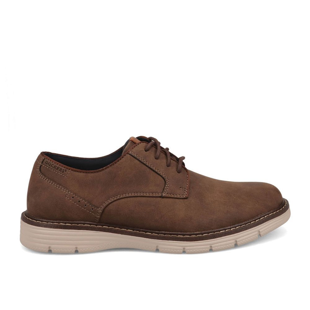 Dark Brown/Taupe-Dockers Mens Emil Nubuck Casual Lace-Up Oxford