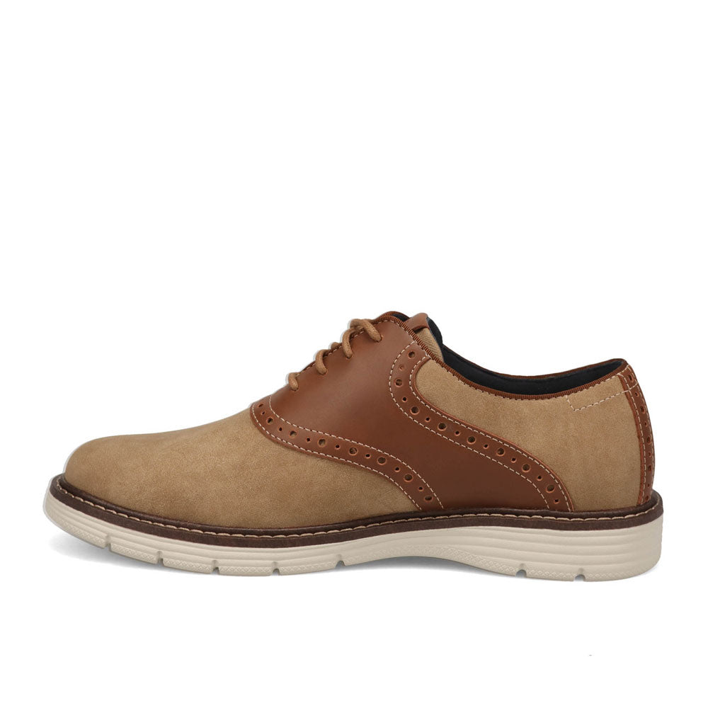 Taupe/Dark Tan-Dockers Mens Egan Nubuck Casual Saddle Lace-Up Oxford