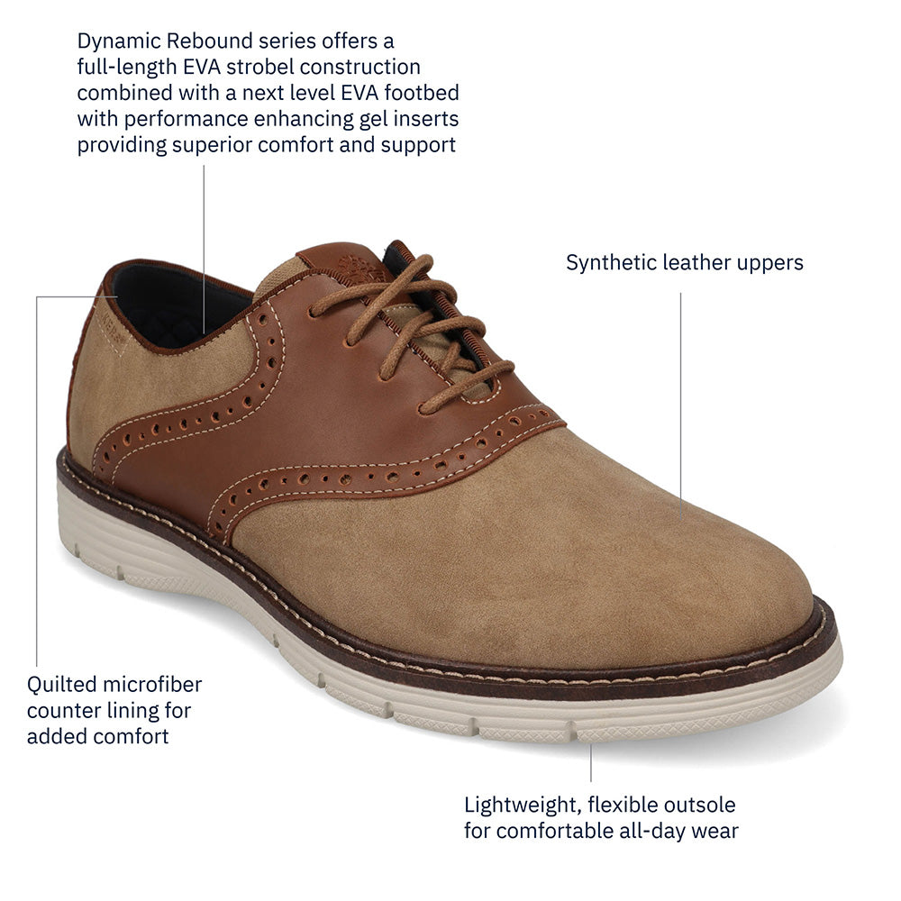 Taupe/Dark Tan-Dockers Mens Egan Nubuck Casual Saddle Lace-Up Oxford