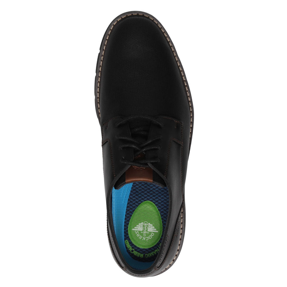 Black/Black-Dockers Mens Erick Nubuck Lace-Up Oxford