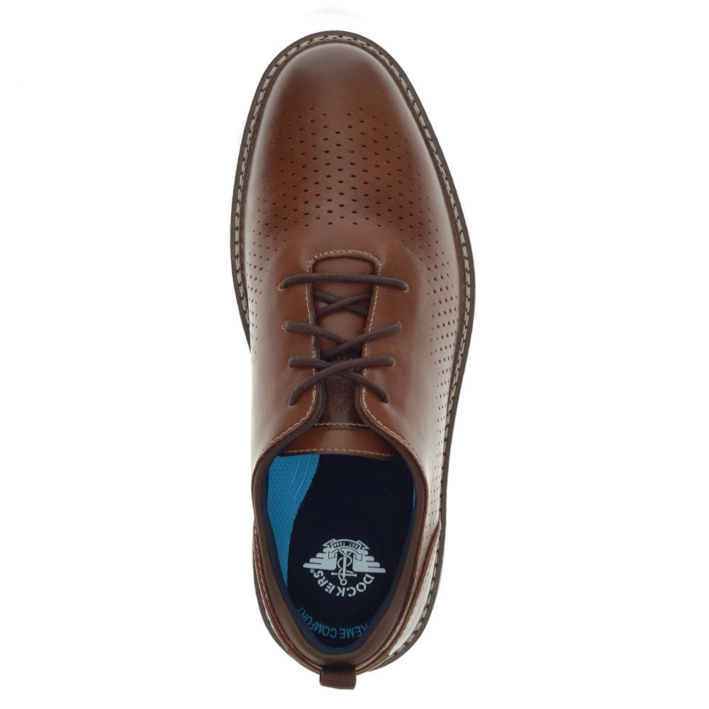 Cognac-Dockers Mens Elkton Dress Casual Lace Up Oxford Shoe