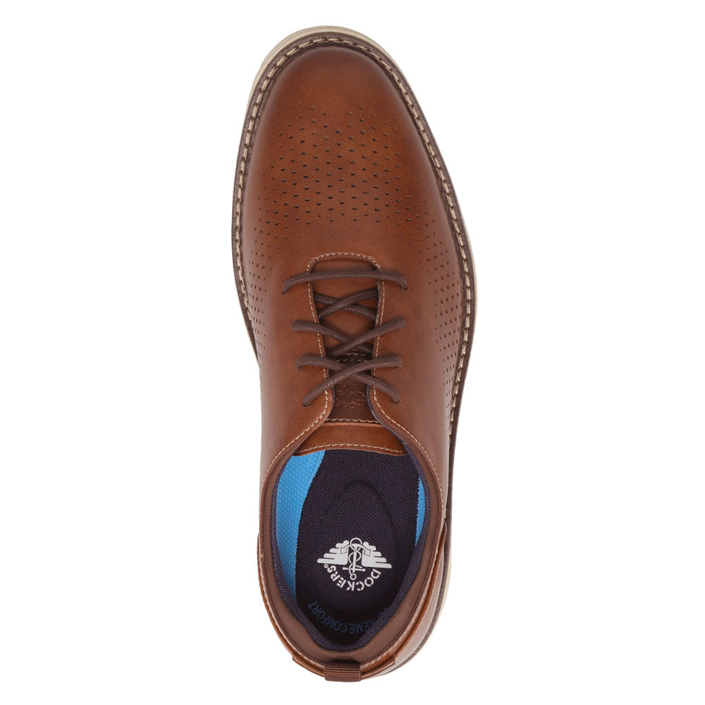 Cognac-Dockers Mens Elkton Dress Casual Lace Up Oxford Shoe