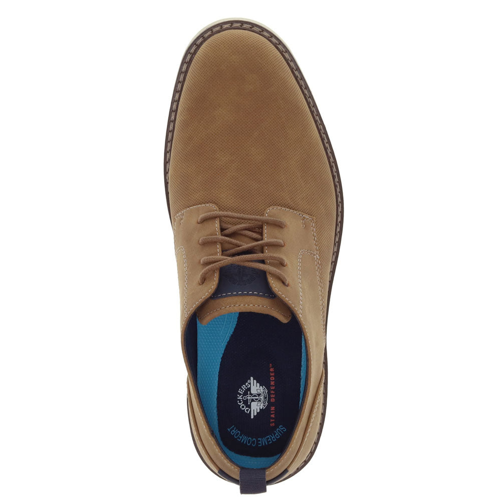 Dark Tan-Dockers Mens Elmington Synthetic Leather Dress Casual Lace Up Oxford Shoe