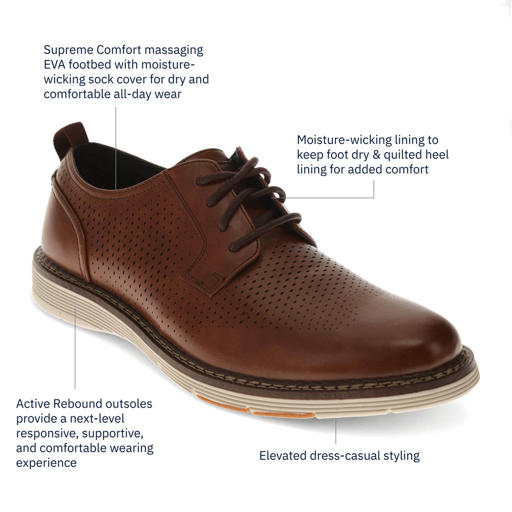 Cognac-Dockers Mens Ezra Active Rebound Dress Casual Shoe
