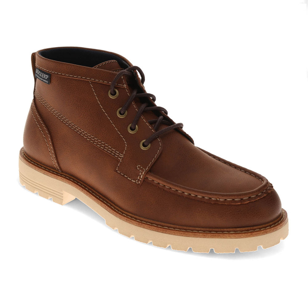 Cognac-Dockers Mens Weston Lightweight Lugged Casual Boot