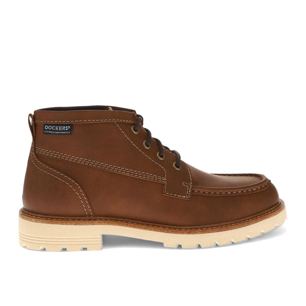 Cognac-Dockers Mens Weston Lightweight Lugged Casual Boot