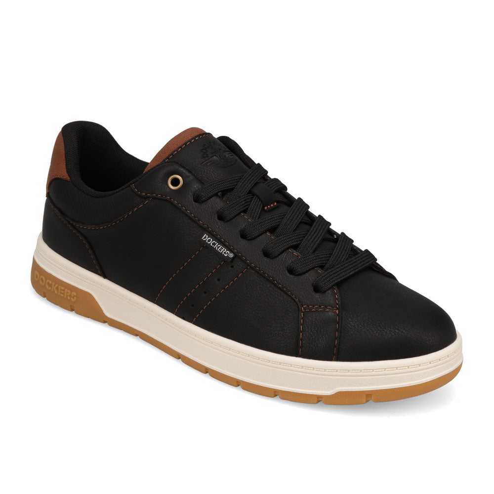 Black/British Tan-Dockers Mens Casen Casual Lace-Up Sneaker