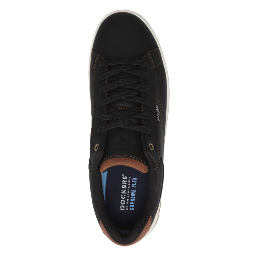 Black/British Tan-Dockers Mens Casen Casual Lace-Up Sneaker