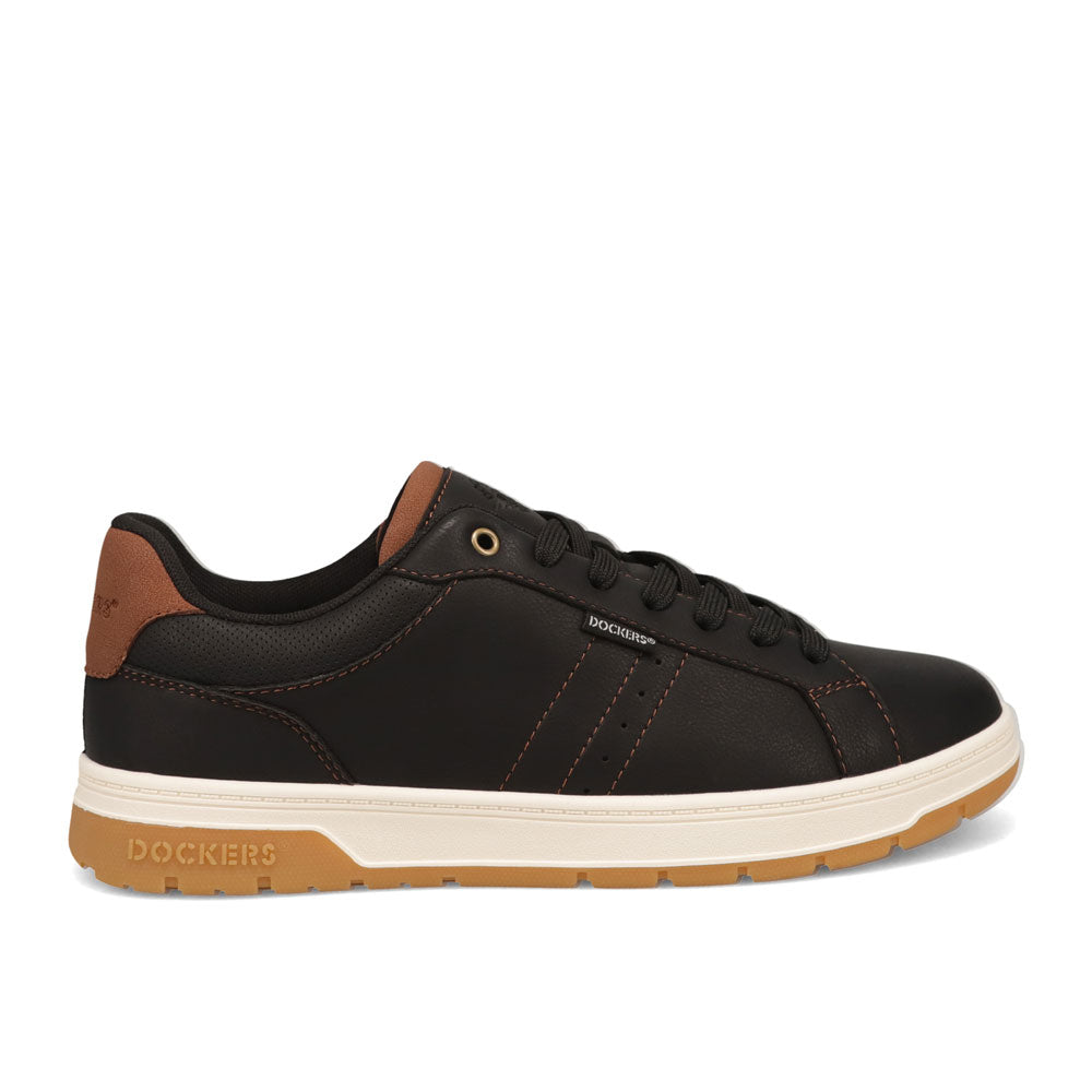 Black/British Tan-Dockers Mens Casen Casual Lace-Up Sneaker
