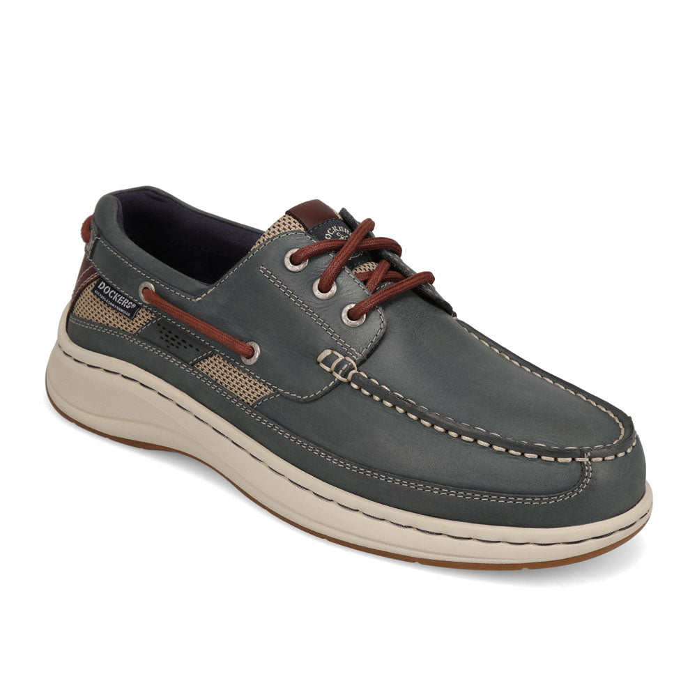 Navy/Dark Tan-Dockers Mens Bayside Casual Lace-Up Boat Shoe