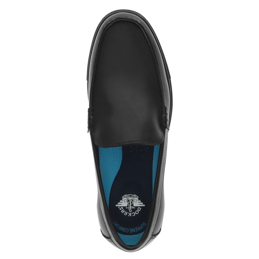 Black-Dockers Mens Baltic Genuine Leather Casual Slip On Loafer Shoe