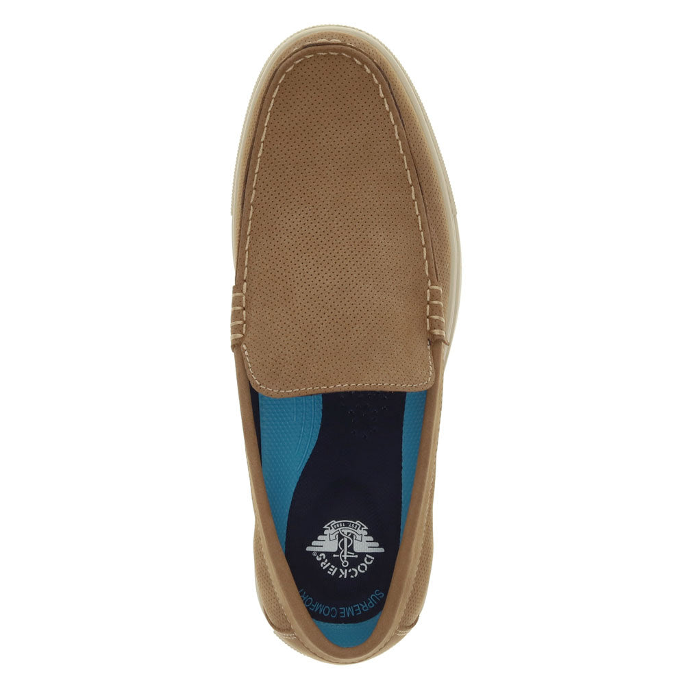 Cognac-Dockers Mens Bancroft Genuine Leather Casual Slip On Loafer Shoe