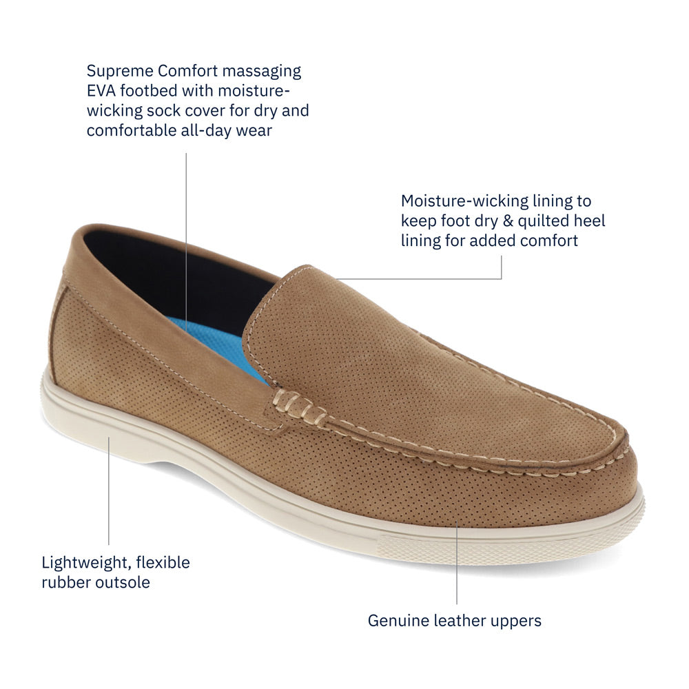 Cognac-Dockers Mens Bancroft Genuine Leather Casual Slip On Loafer Shoe