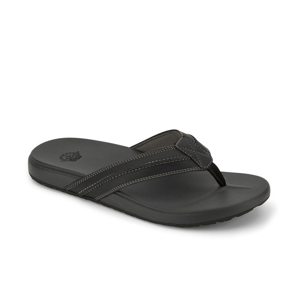 Black-Dockers Mens Freddy Casual Flip-Flop Sandal Shoe with FeelIt Comfort Footbed
