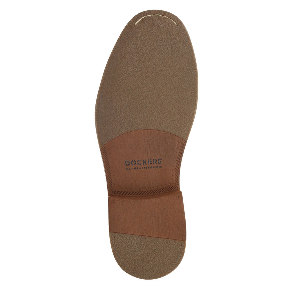 Brown-Dockers Mens Bronson Synthetic Leather Rugged Casual Lugged Sole Oxford Shoe