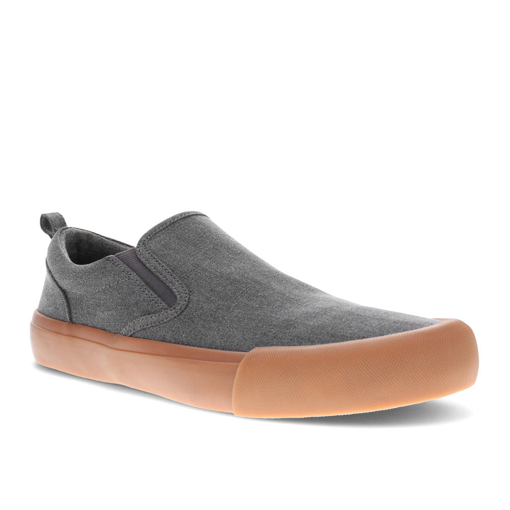 Grey/Gum-Dockers Mens Fremont Vegan Textile Casual Lace-up Rubber Sole Sneaker Shoe
