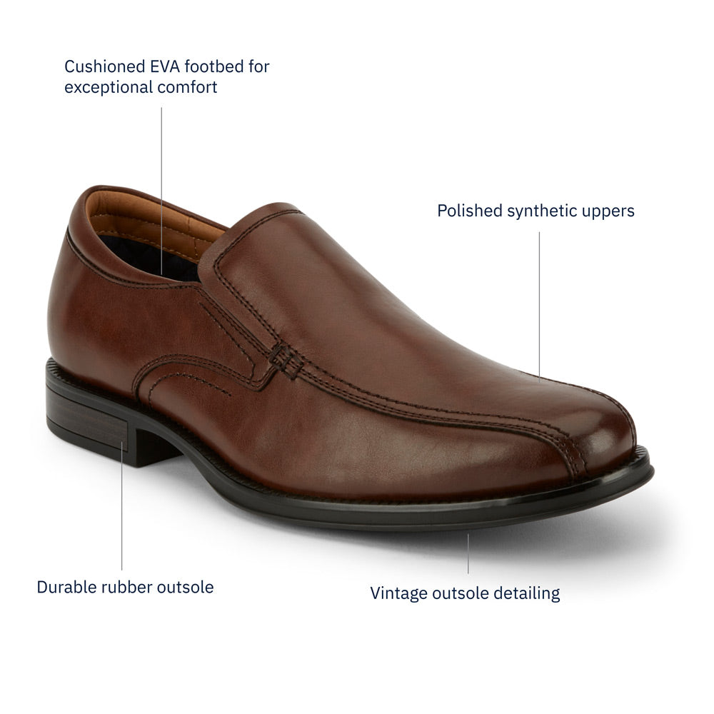 Brown-Dockers Mens Greer Business Dress Run Off Toe Slip-on Comfort Loafer Shoe