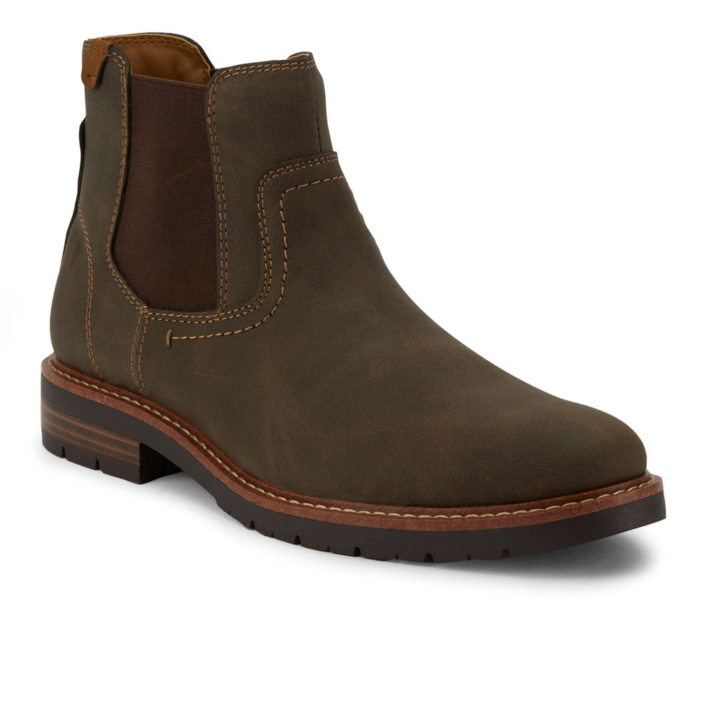 Dark Brown-Dockers Mens Ransom Rugged Lace-up Synthetic Leather Lugged Sole Chelsea Boot